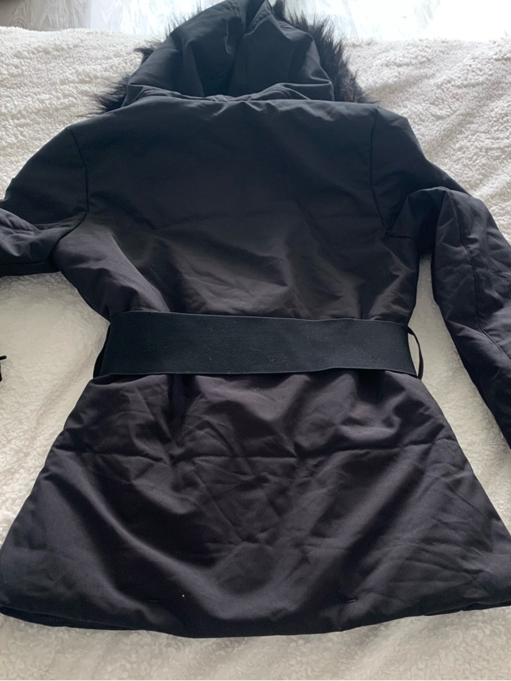 ASOS Black Belted Hooded Puffer Jacket - Picture 3 of 3